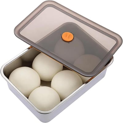 Roestvrijstalen Fermentatiebox met Deksel voor Pizza Deeg, Fruit en Salades (30 x 21 x 8.5 cm)