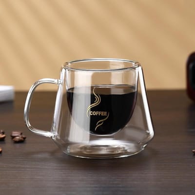 200ML Dubbelwandige Glazen Koffiemok Diamantvorm Transparant Glazen kop Hittebestendig Espresso Kopje Latte Thee Water Bier Kopjes 200ml gray