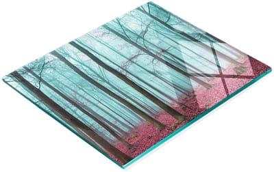 Glazen snijplank met decoratieve afbeelding van bosmist, 60x52 cm