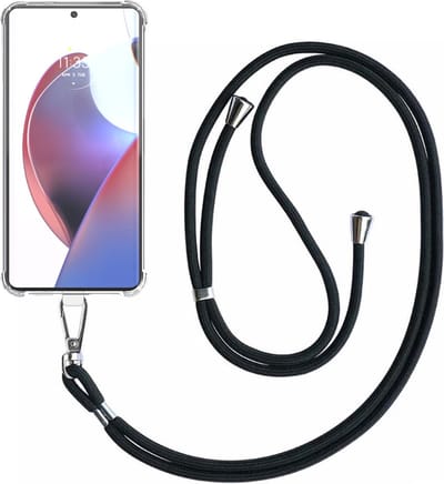Telefoonhoesje Geschikt voor Motorola Edge 30 Ultra Transparant ShockProof met Afneembaar Universeel Telefoonkoord - Cover Case Siliconen ShockProof with Lanyard - Smartphonica geschikt voor Motorola Edge 30 Ultra