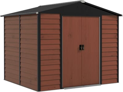 Clruro Tuinhuis - 240 x 206 x 198 cm - met schuifdeuren en afsluitbaar - Gegalvaniseerd staal - Teak