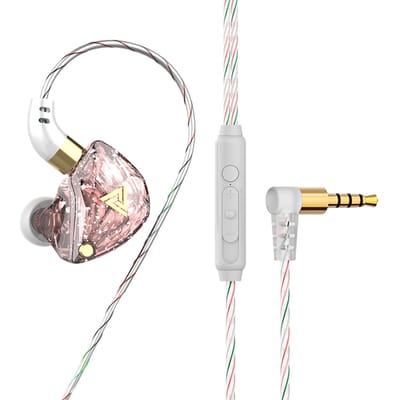 QKZ SK8 Écouteurs filaires 3,5 mm Écouteurs de musique dynamiques Crochet d'oreille Casque de sport Écouteurs intra-auriculaires rose