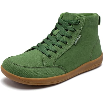 HOBIBEAR Mid-Top Blotevoetenschoenen Unisex Brede Teenbox Canvas Sneakers Nul Drop Vetersluiting Buitenschoenen voor Wandelen 37 gray