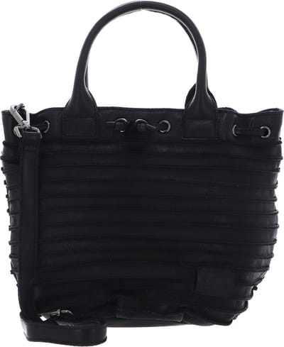 FREDsBRUDER Leren Handtas Schoudertas Little Fat Friend Riffel Black Zwart