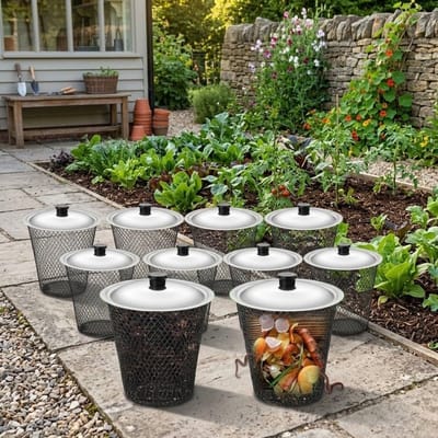 Wormencompostbak - Compostbak Tuin - Keukenafval Recyclen - Ingegraven Ontwerp - 27 x 24 x 24 cm - Zwart
