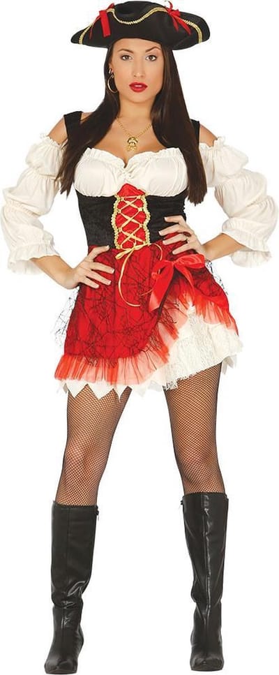 Fiestas Guirca - Volwassenkostuum Red Pirate Women - maat M (40-42) - Carnavalskleding - Carnaval - carnavalskleding 2027 - Carnaval kostuum