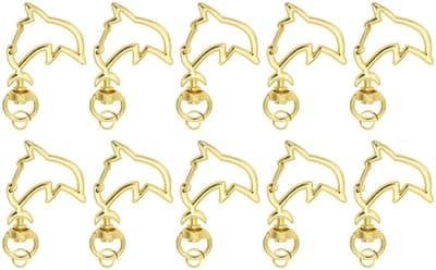 Dailygoods- Sleutelhanger Dolfijnvormig - Karabijnhaak met Schroefsluiting - Sleutelring - 10 Stuks - Robuuste Zinklegering - Lichtgewicht en Roestbestendig