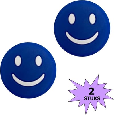 Fako Bijoux® - Tennisdemper - Emoji - Smile Blauw - 2 Stuks