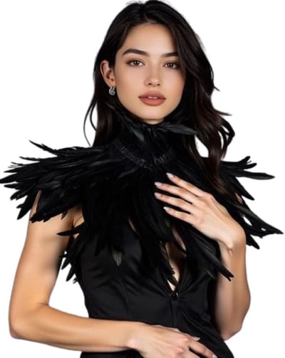 Zwarte veren kraag dames – Luxe fashion accessoire – Modieuze kraag met veren – Halsversiering voor Feest, Carnaval, Festival, Avondkleding – Elegante Verenkraag voor Feest & Shows – Fotoshoots en Stijlvolle Outfits – Carnaval – Boudoir – One size