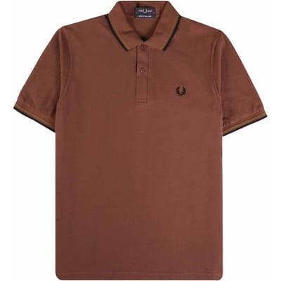 Fred Perry Limoengroen Poloshirt Met Dubbele Kraag En Kastanjebruine Kraag