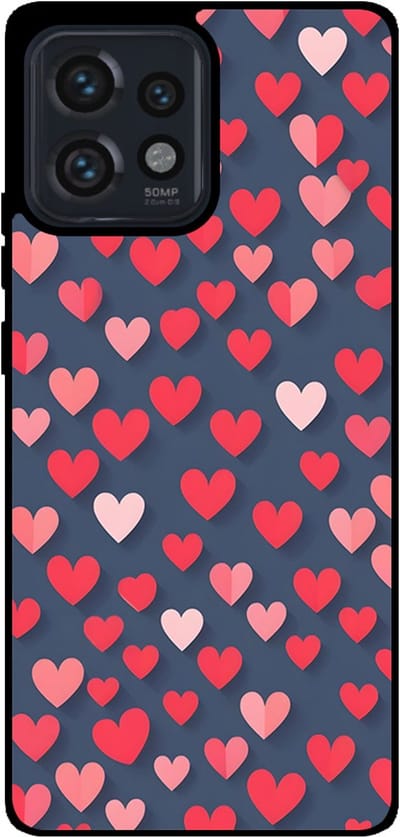 Smartphonica Telefoonhoesje Geschikt voor Motorola Edge 40 Pro / Edge Plus 2023 met Roze en Rode Hartjes Opdruk - TPU Backcover Case With Rosé and Red Heart Design geschikt voor Motorola Edge 40 Pro;Motorola Edge Plus 2023