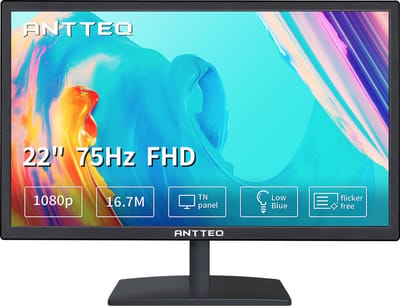 ANTTEQ F2145M - 22 inch Full HD Monitor – 75Hz – TN Paneel – 99% sRGB – Blauw Licht Filter – HDMI/VGA – VESA 100x100