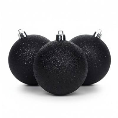 Cosy&Trendy Kerstballen Ø 8 cm - Zwart glitter - Set-6