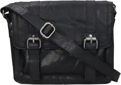 Spikes & Sparrow Bronco Crossbodytas Medium Dames - Leer - Zwart