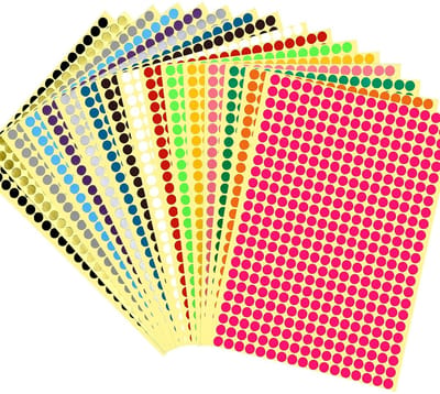 Gekleurde zelfklevende stippenstickers - 6 mm stippenstickers - Kleine kleurgecodeerde labels - Markeringsstippen voor etikettering - 16 kleuren