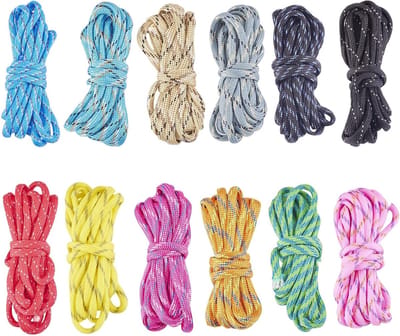 24 Meter Cores Polyester 4mm Brede Spandex Touwen in 12 Kleuren voor DIY Armbanden, Sleutelhangers en Hangdecoraties
