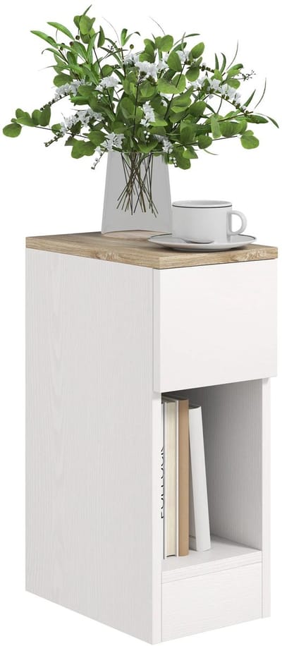 Jurrys Nachtkastje - Bijzettafel - Bedtafel - Opberkastje - Decoratiekastje - Multifunctioneel - Compact - Wit - 20X30X50 Cm