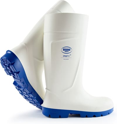 Bekina Steplite Easygrip S4 Voedingslaarzen – Werklaarzen met Stalen Neus – Waterdicht – Slipvast – Wit/Blauw – Maat 36