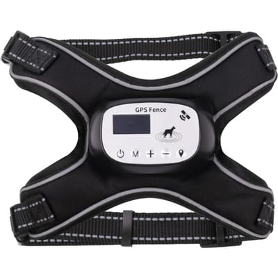 Clôture GPS sans fil pour chien, clôture électrique réglable pour chien, gilet avec 3 modes d'entraînement, animal de compagnie rechargeable noir