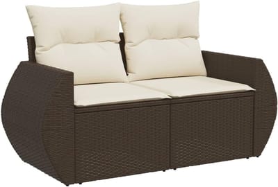 Tuinbank 2 Zits met Kussens Polycarbonaat Bruin Loungebank