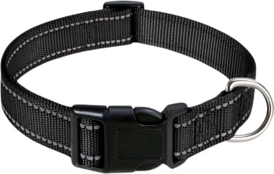 Rieba® Halsband Hond - Hondenhalsband - Reflecterend - Zeer Sterk - Verstelbaar - Geschikt voor elke Hondenriem - Honden - Zwart - Maat M