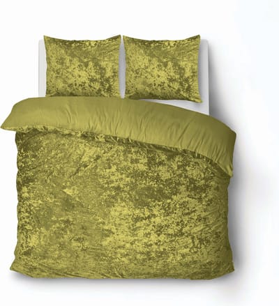 iSleep Dekbedovertrek Crushed Velvet - Tweepersoons - 200x200/220 cm - Oker