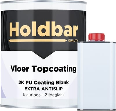 Holdbar Vloer Topcoating Extra Antislip Zijdeglans 1 kg - Vloerverf - Bestand Tegen Weekmakers in Rubber Banden - Transparant - Glashelder - Vergeelt niet - Slijtvast - UV-bestendig - Voor binnen en buiten - 2 Componenten