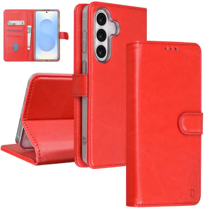 TUNIQ Book Type Case - Galaxy S26 Plus - Rood - Houders voor 3 kaarten - Magnetische sluiting
