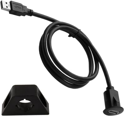 Allecto Plus - USB-inbouwbus 3.0 verlengkabel - 1 meter - 10 Gbps gegevensoverdracht - 5V/2A opladen - USB aansluiting inbouw - Waterdicht en stofdicht - Voor auto/boot/motorfiets.