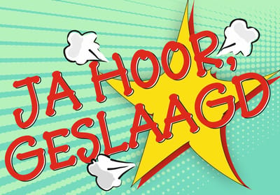 DKT Vlag Geslaagd vlag vrolijke examenvlag, evt met opdruk van naam en/of schoollogo