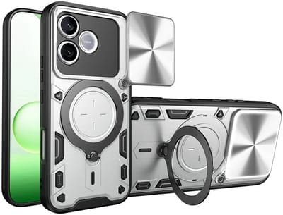 Hoesje geschikt voor HONOR 600 Lite - Phonesta CamLock Back Cover met Camera Slider - Zilver