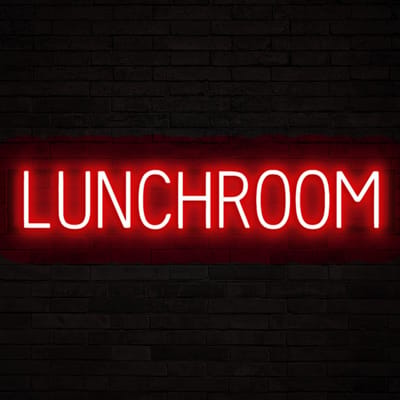 LUNCHROOM - Lichtreclame Neon LED bord verlicht | SpellBrite | 92,86 x 16 cm | 6 Dimstanden & 8 Lichtanimaties | Reclamebord neon verlichting