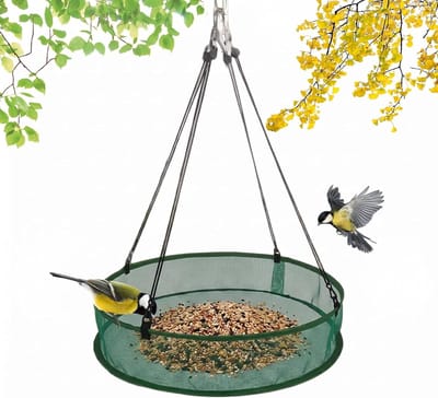 Hangend vogelvoedernet voor balkon en tuin, voederstation voor een levendige vogelomgeving en vogelvoederdispenser
