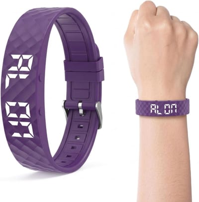 Slimme polsband - Fitness-trackinghorloge – Stappentellerhorloge – Horloge met trilalarm – Stappenteller, slaapmonitor, trilmeldingen – Unisex – Paars