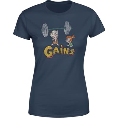 The Flintstones Bamm-Bamm Gains Distressed Dames T-shirt - Navy - S