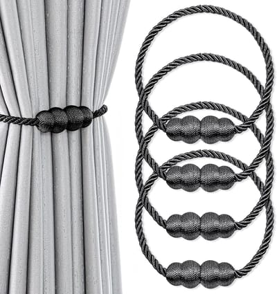 Xiuyer Magnetische embrasses voor gordijnen, 4 stuks, gordijnhouders, magneet, binnen en buiten - ShopVlot