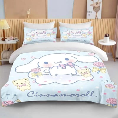 Kawaii Sanrio Cinnamoroll Beddengoedset met Print Dekbedovertrek 1 Dekbedovertrek 2 Kussenslopen Beddengoedset voor Volwassenen en Kinderen Luxe Cadeau 90x200 white