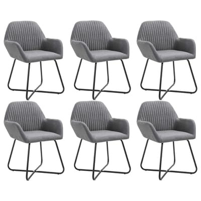 vidaXL - Eetkamerstoelen - 6 - st - stof - donkergrijs
