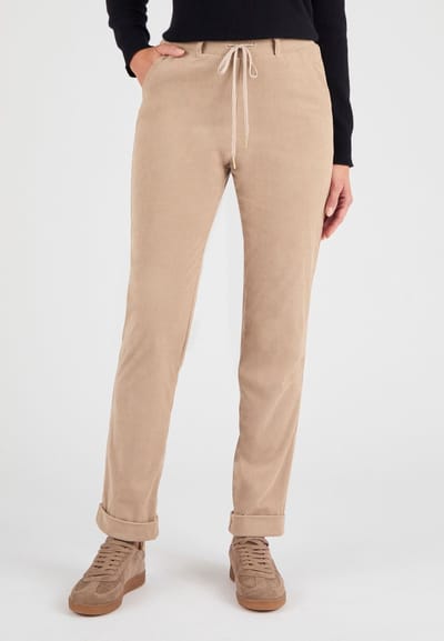 Damart - Broek van milleraies fluwel die eenvoudig aan te trekken is - Dames - Bruin - 52
