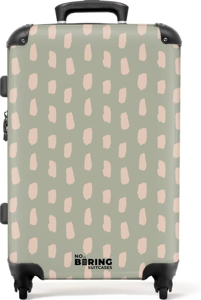 NoBoringSuitcases.com® - Koffer groot - Rolkoffer lichtgewicht - Groen met beige vlekken - Reiskoffer met 4 wielen - Grote trolley XL - 20 kg bagage
