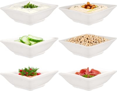 Vessia amuse/dessert kommetjes/serveer schaaltjes - set 6x stuks - wit - 12 x 12 x 4 cm - keuken/eettafel - keramiek