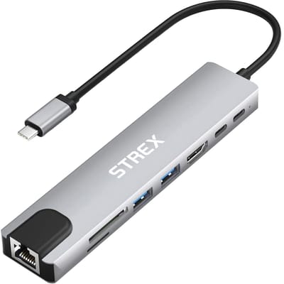 Strex 8-in-1 USB C Hub - Docking Station Laptop - Splitter - 4K HDMI, USB-A, USB-C, Ethernet, Micro SD - USB C naar HDMI