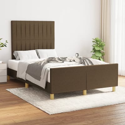vidaXL - Bedframe - zonder - matras - 120x190 - cm - stof - donkerbruin