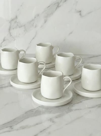 Almina – Koffiekopjes Set “Diva” – 12-delig 6×250 ml kopjes – Keramiek – Voor Koffie, Cappuccino & Thee