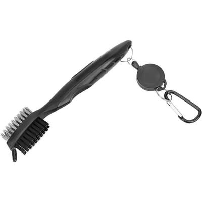 Brosse de nettoyage multifonctionnelle pour club de golf avec double poils en nylon et acier Outil de nettoyage noir