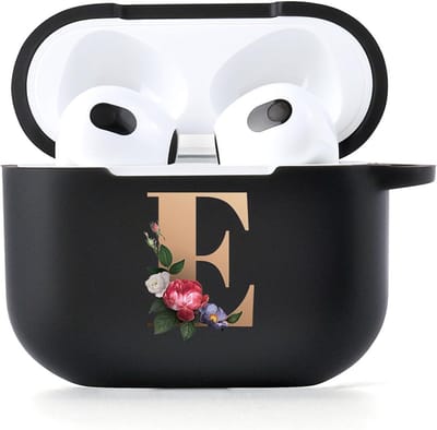 Beschermhoes voor AirPods 4 met Karabijnhaak - Zacht TPU Zwart Patroon