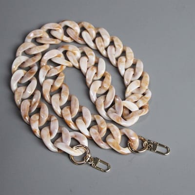 Beige acryl handtas kettingriem, vervangende tasriem, mobiele telefoon ketting, 2.5cm breed, 85cm lang, trendy en duurzaam ontwerp