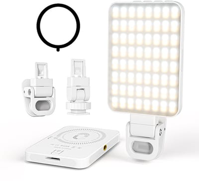 KZQ Magnetische Invullamp Voor Selfie Met Clip - Compatibel Met Smartphones En Camera's - Geschikt Voor Videoconferenties Laptops Webcams Livestreaming En Make Up Opnames - Wit