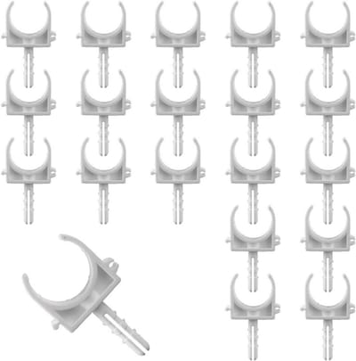 U-vormige buisklemmen, 20 stuks, geschikt voor 32mm buizen, plastic pijpclips voor waterleidingen en ondersteuning