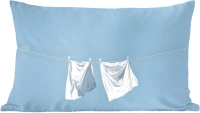 Sierkussens - Kussentjes Woonkamer - 60x40 cm - Lakens - Waslijn - Blauw - Minimalistisch